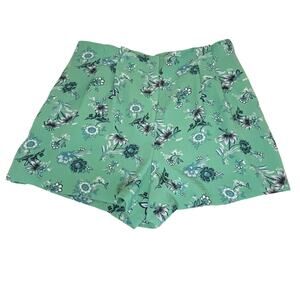 Ann Taylor Factory Rayon Shorts Women's 14 | Green Floral | Linen-like | EUC